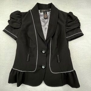 Grass Collection women's Belted Blazer size Medium Puffed Ruffled Sleeves